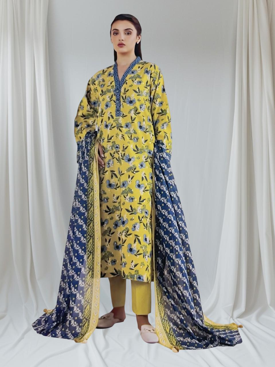 Sapphire Daily – 3 Piece Unstitched Printed Lawn Suit – Design 4