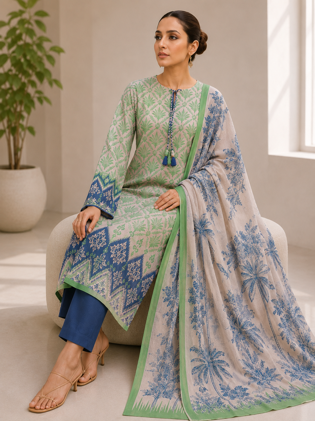 Azure Bloom | 3PC Unstitched