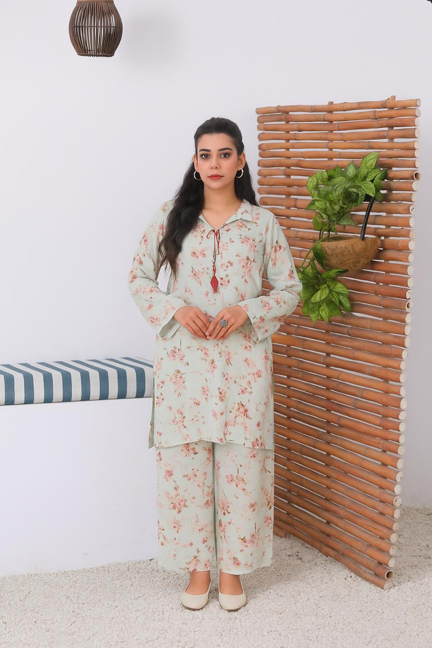 Shifona 2 Piece – Ready to Wear Printed Linen Co-ords Set – Design 4