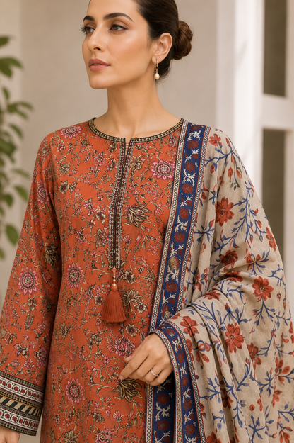 Bonanza 3PC unstitched Lawn Suit B-26-1005