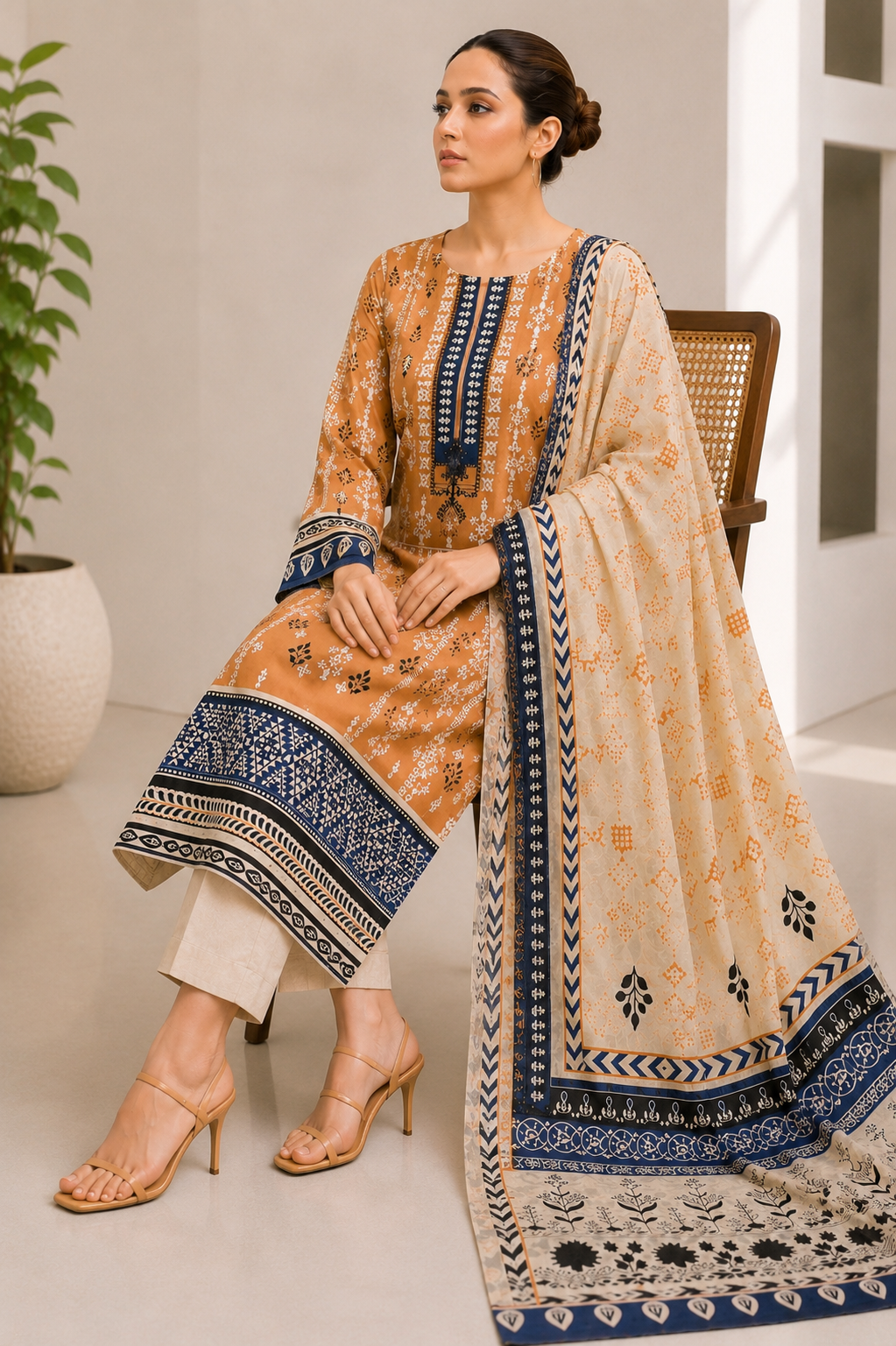 Nisha 3 Piece Unstitched Premium Lawn Suit L-13