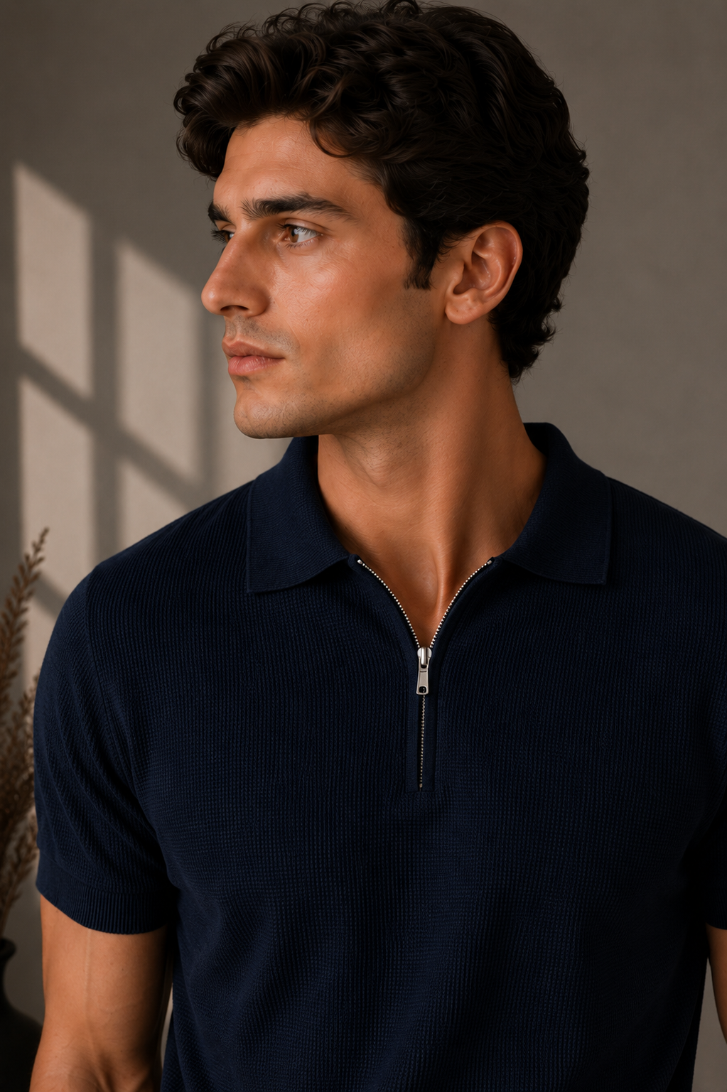 Signature Zip Polo - Navy