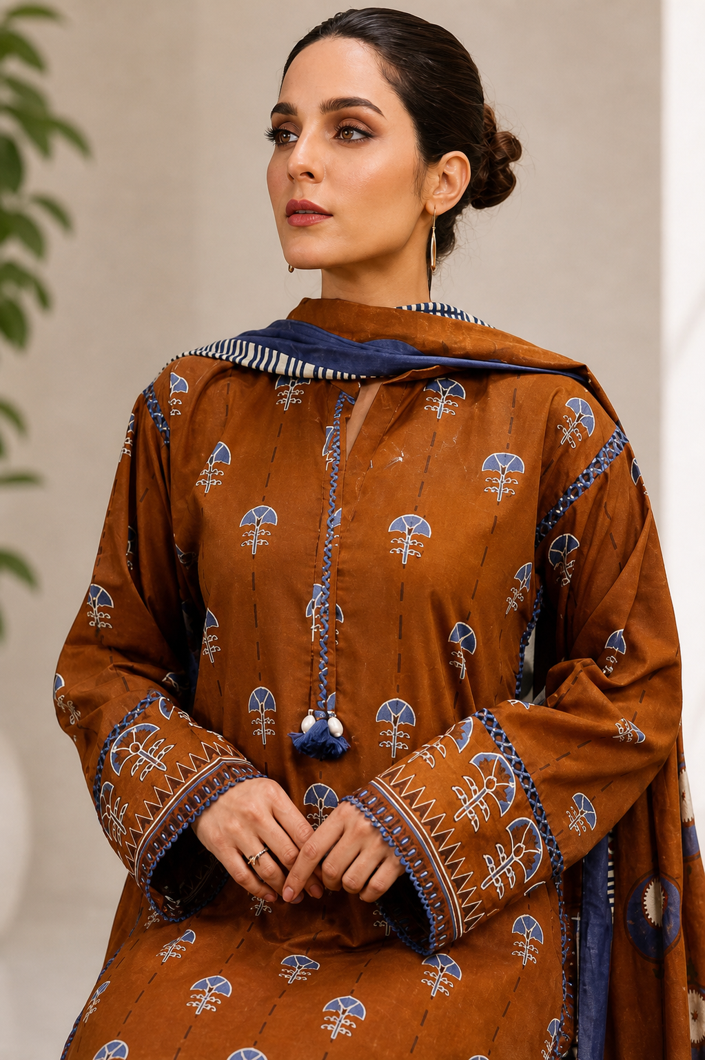 Alkram 3 Piece Unstitched Premium Lawn Suit A-1