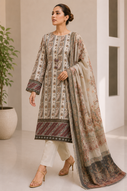 Jofa 3 Piece Unstitched Premium Lawn Suit J-2