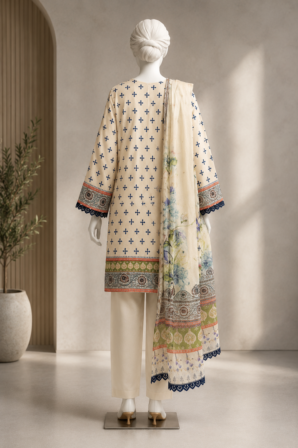 J. Emb. unstitched 3PC Lawn Suit JL-26-1096