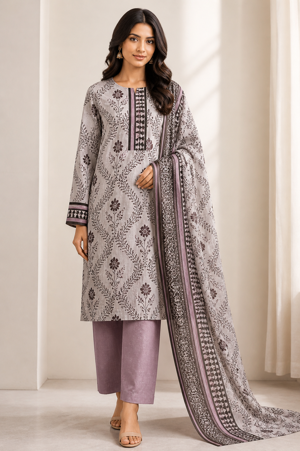 Loraim 3 Piece Unstitched Premium Lawn Suit D-12