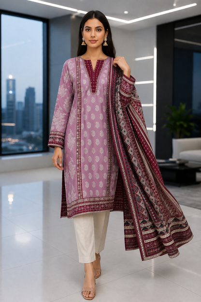 Nisha 3 Piece Unstitched Premium Lawn Suit D-9