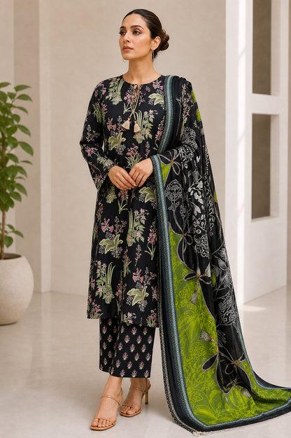 Jofa 3 Piece Unstitched Premium Lawn Suit J-1