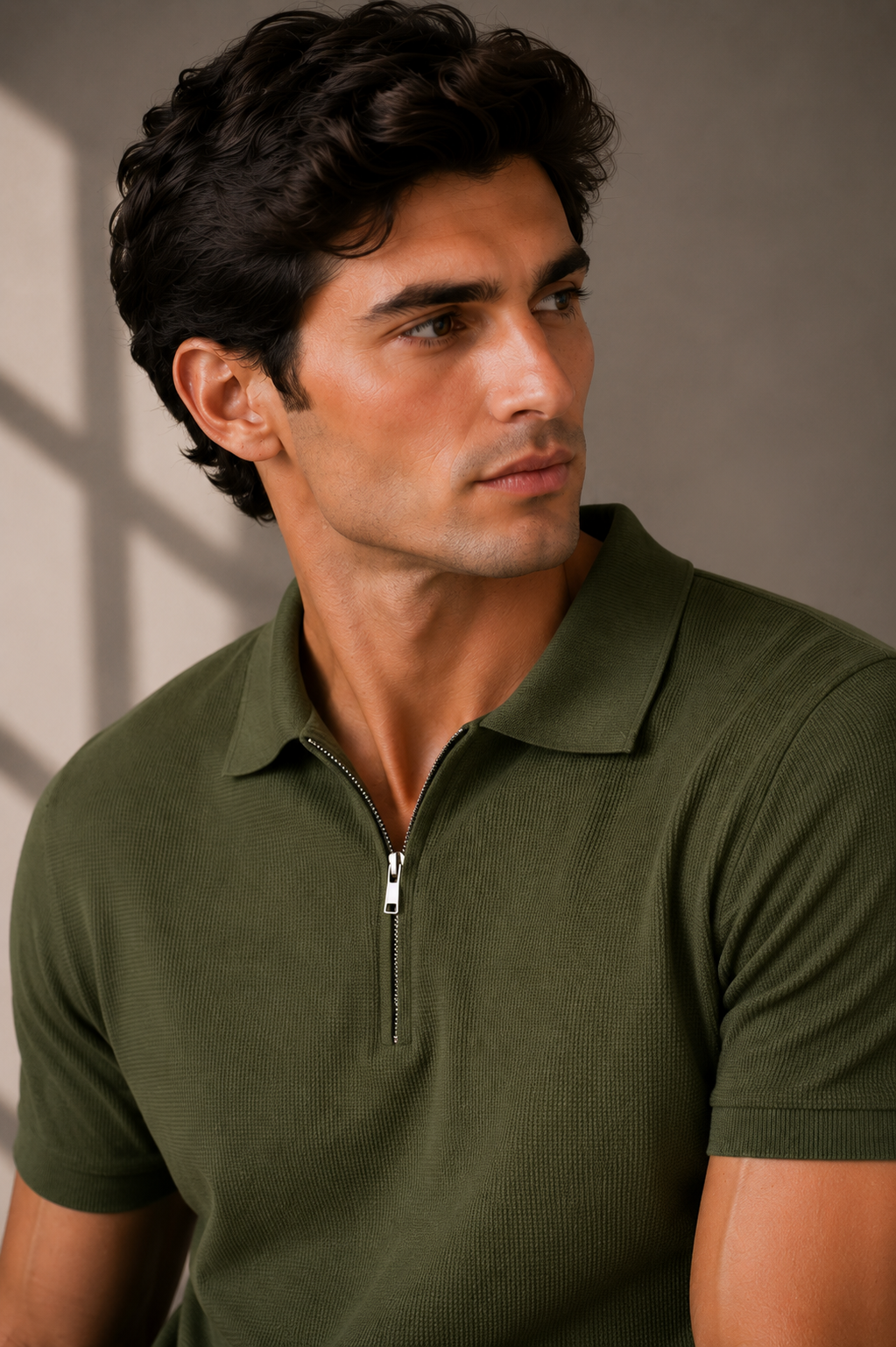 Signature Zip Polo - Moss