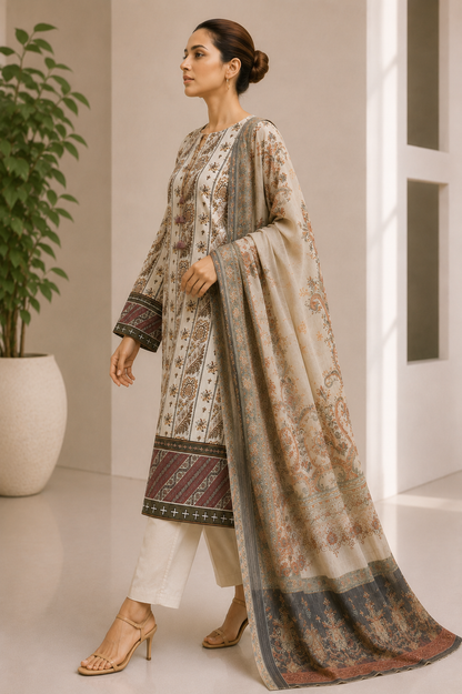 Jofa 3 Piece Unstitched Premium Lawn Suit J-2
