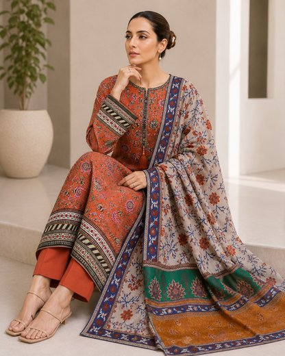 Bonanza 3PC unstitched Lawn Suit B-26-1005