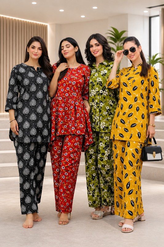 Shifona 2-Piece unstitched Polylawn Suits Combo-4 (Pack of 4)