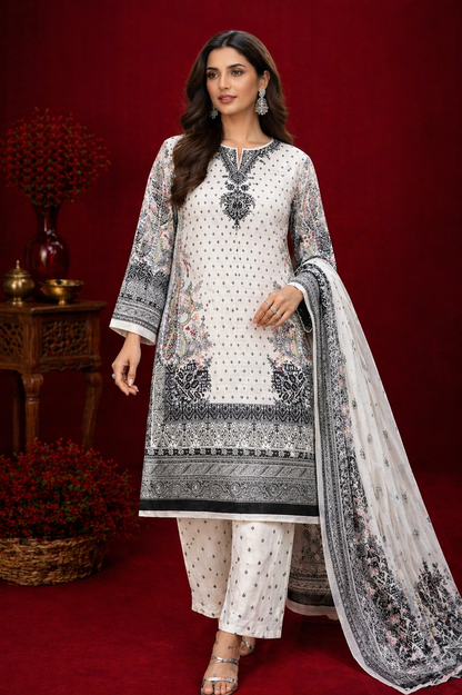 Loraim 3 Piece unstitched Lawn Suits D-4