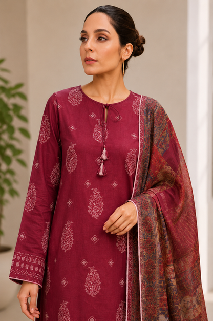 Bonanza 3PC Unstitched Lawn Suit B-26-1001