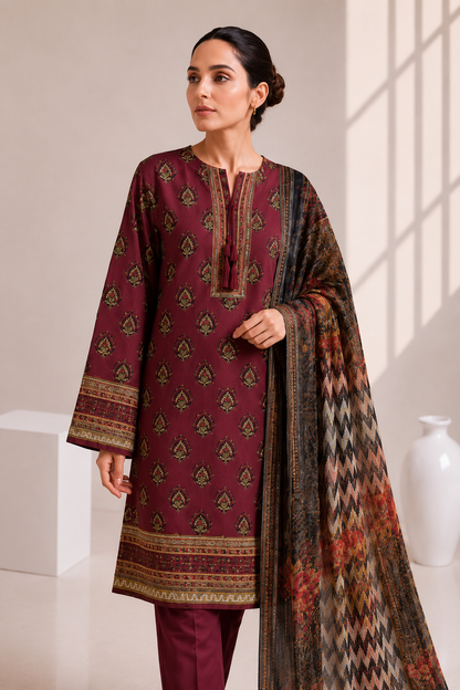 Loraim 3PC Unstitched Lawn Suit L-31-1