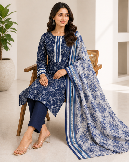 Loraim 3 Piece Unstitched Premium Lawn D-13