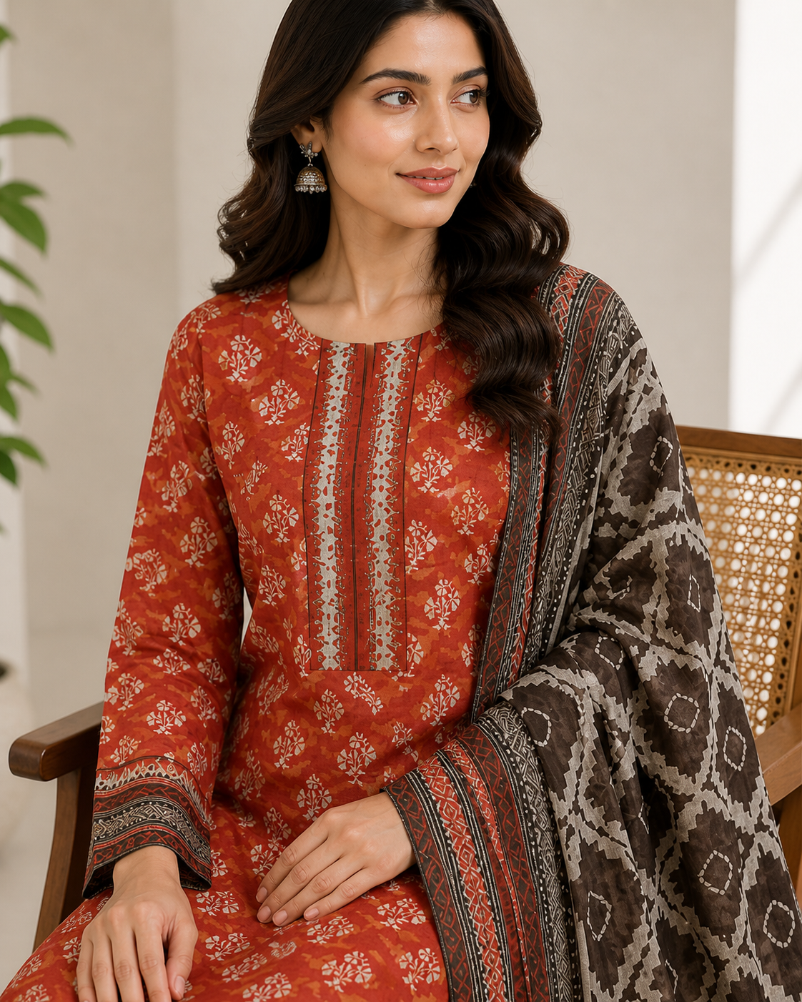 Nisha 3 Piece Unstitched Premium Lawn Suit D-14