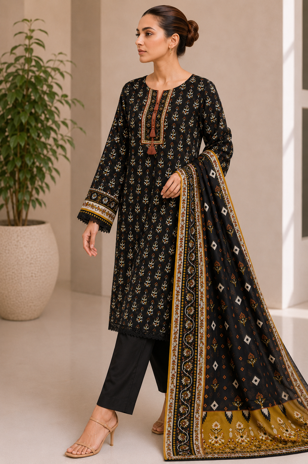 Loraim 3 Piece Unstitched Premium Lawn Suit L-14