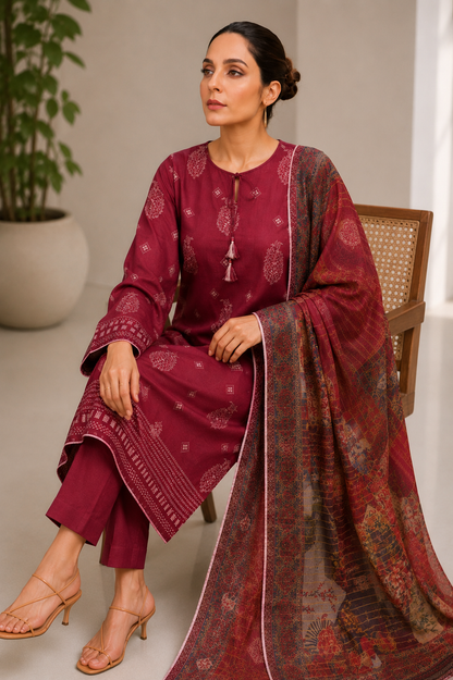 Bonanza 3PC Unstitched Lawn Suit B-26-1001