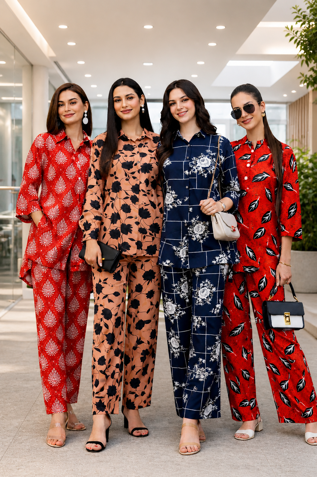 Shifona 2-Piece unstitched Polylawn Suits Combo-3 (Pack of 4)