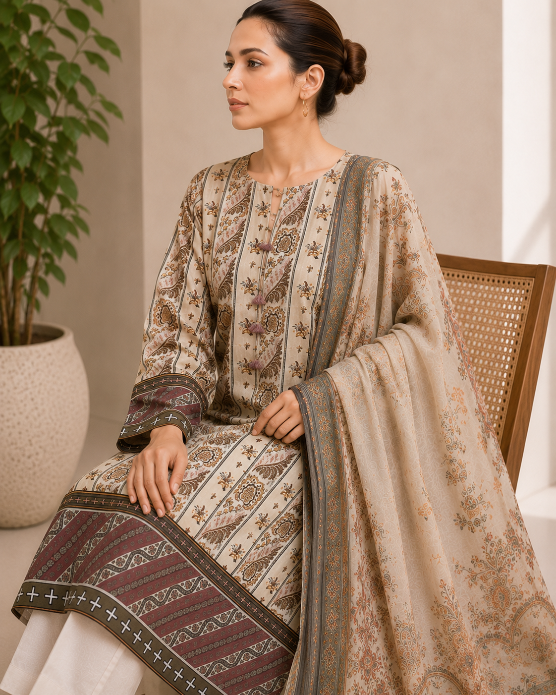 Jofa 3 Piece Unstitched Premium Lawn Suit J-2