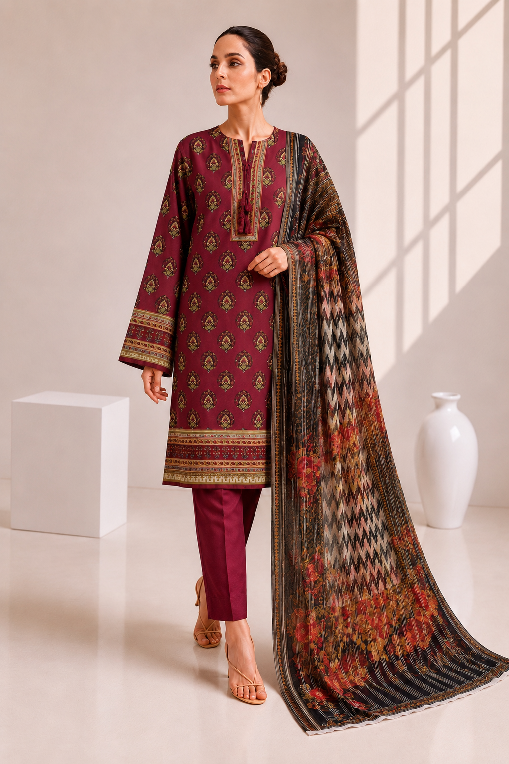 Loraim 3PC Unstitched Lawn Suit L-31-1