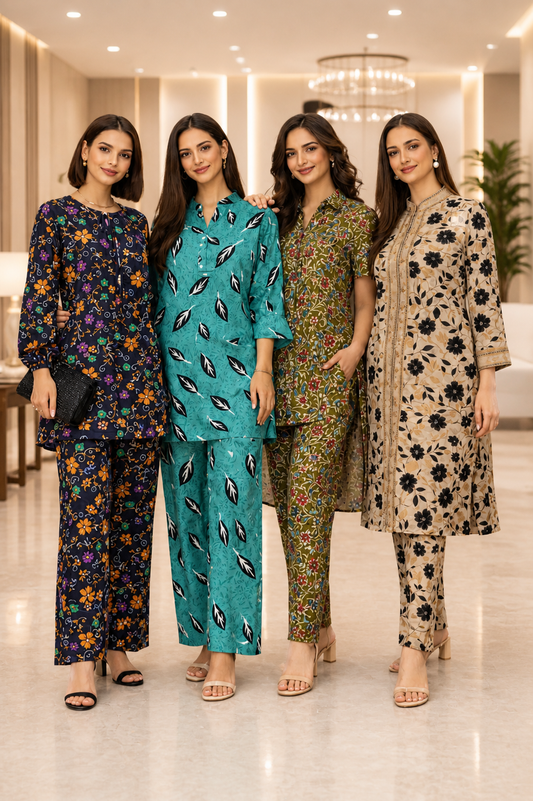 Shifona 2-Piece unstitched Polylawn Suits Combo-5 (Pack of 4)