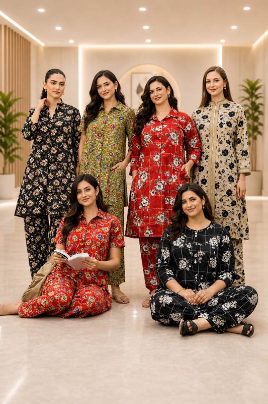 Shifona 2-Piece Unstitched Polylawn Suits Combo-10 (Pack of 6)