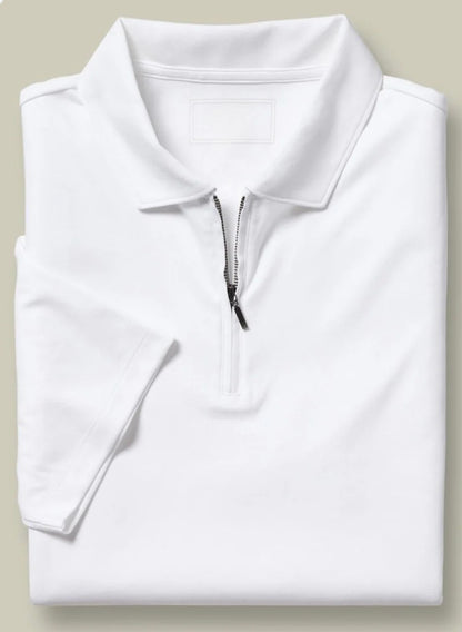 Signature Zip Polo - white