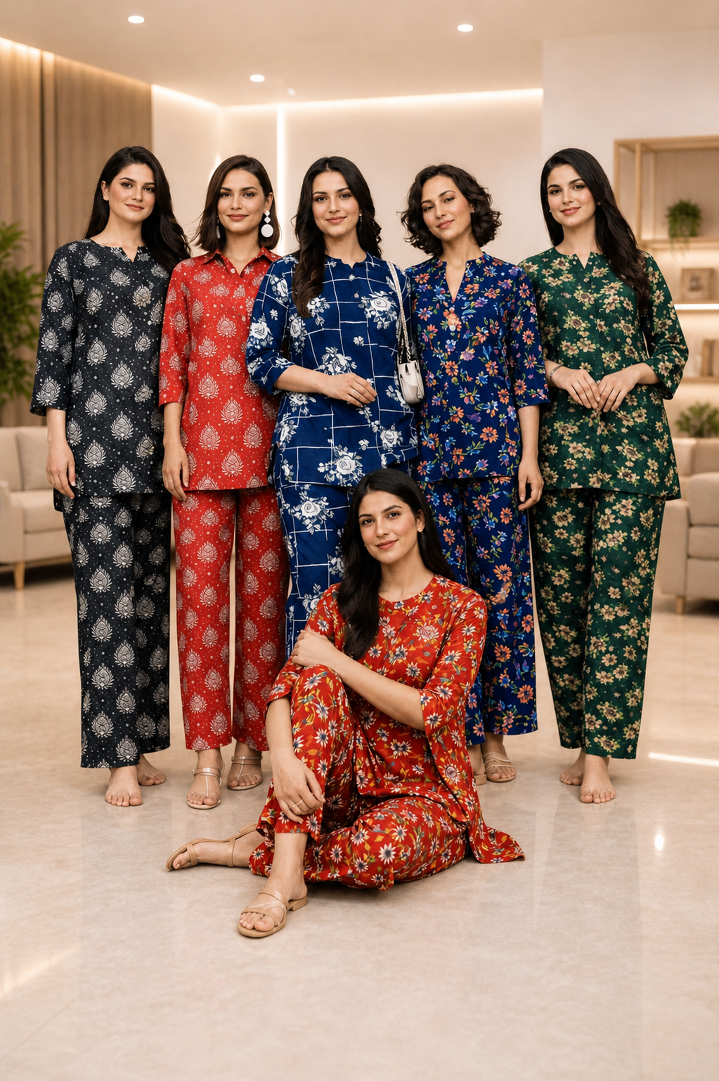 Shifona 2-Piece unstitched Polylawn Suits Combo-8 (Pack of 6)