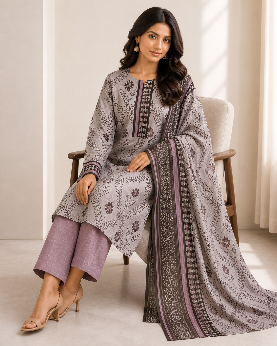 Loraim 3 Piece Unstitched Premium Lawn Suit D-12