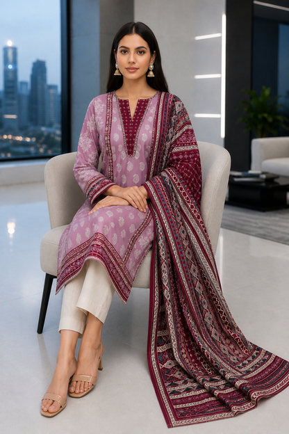 Nisha 3 Piece Unstitched Premium Lawn Suit D-9