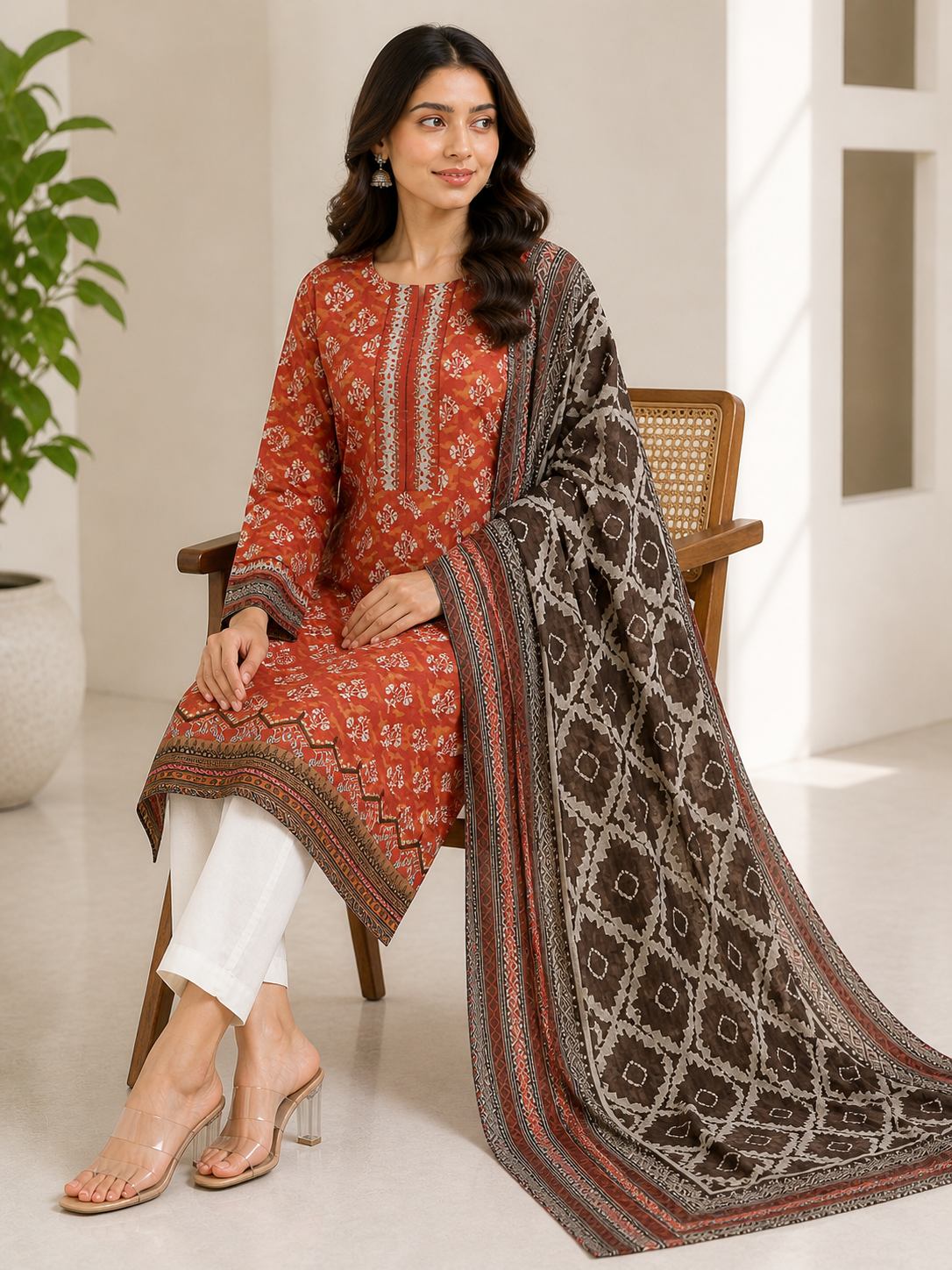 Nisha 3 Piece Unstitched Premium Lawn Suit D-14