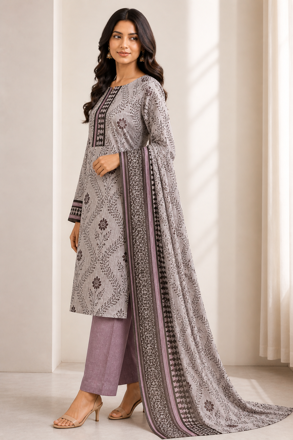 Loraim 3 Piece Unstitched Premium Lawn Suit D-12