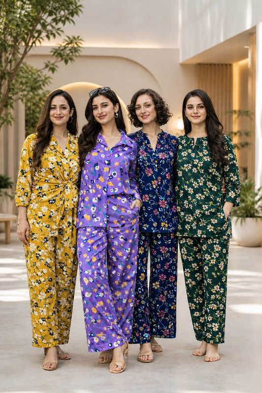 Shifona 2-Piece unstitched Polylawn Suits Combo-2 (Pack of 4)