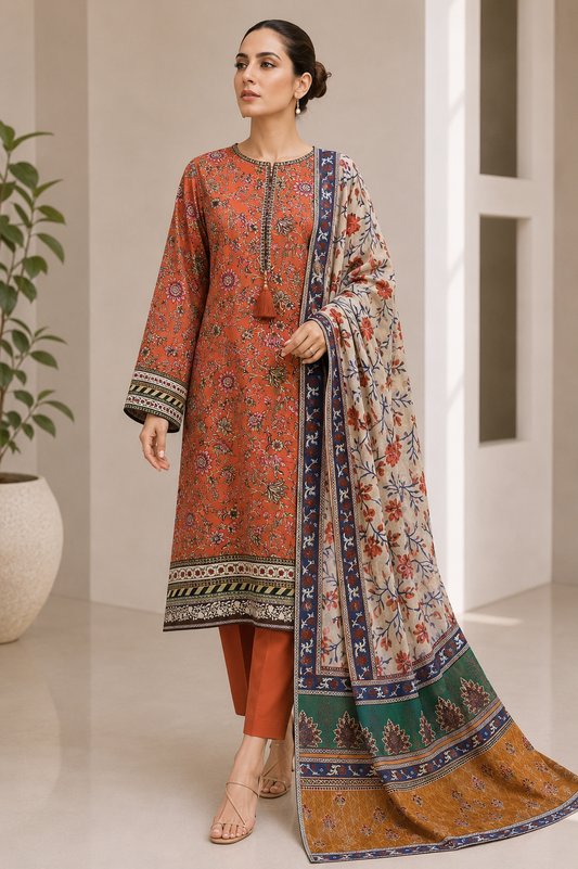 Bonanza 3PC unstitched Lawn Suit B-26-1005