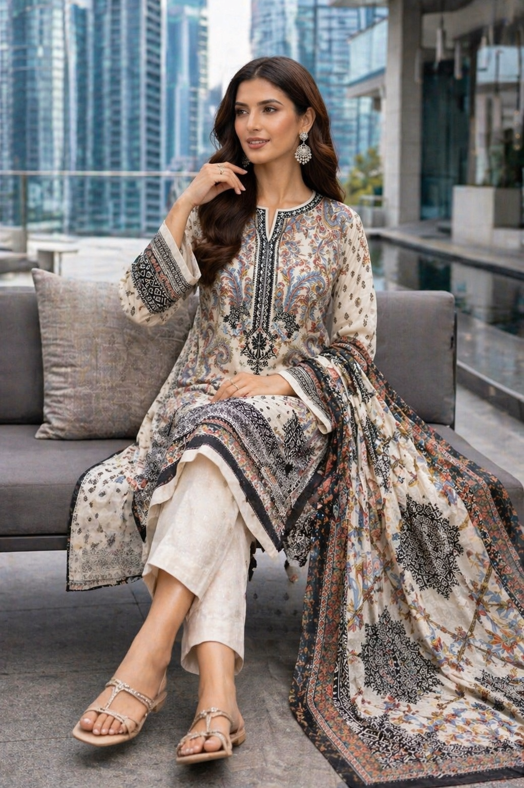 Loraim 3 Piece unstitched Lawn Suits D-2