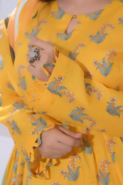 Shifona – 3-Piece Stitched Lawn Suit – Mustard Bloom