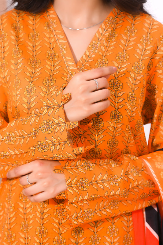 Shifona – 3-Piece Stitched Lawn Suit – Sunlit Leaves
