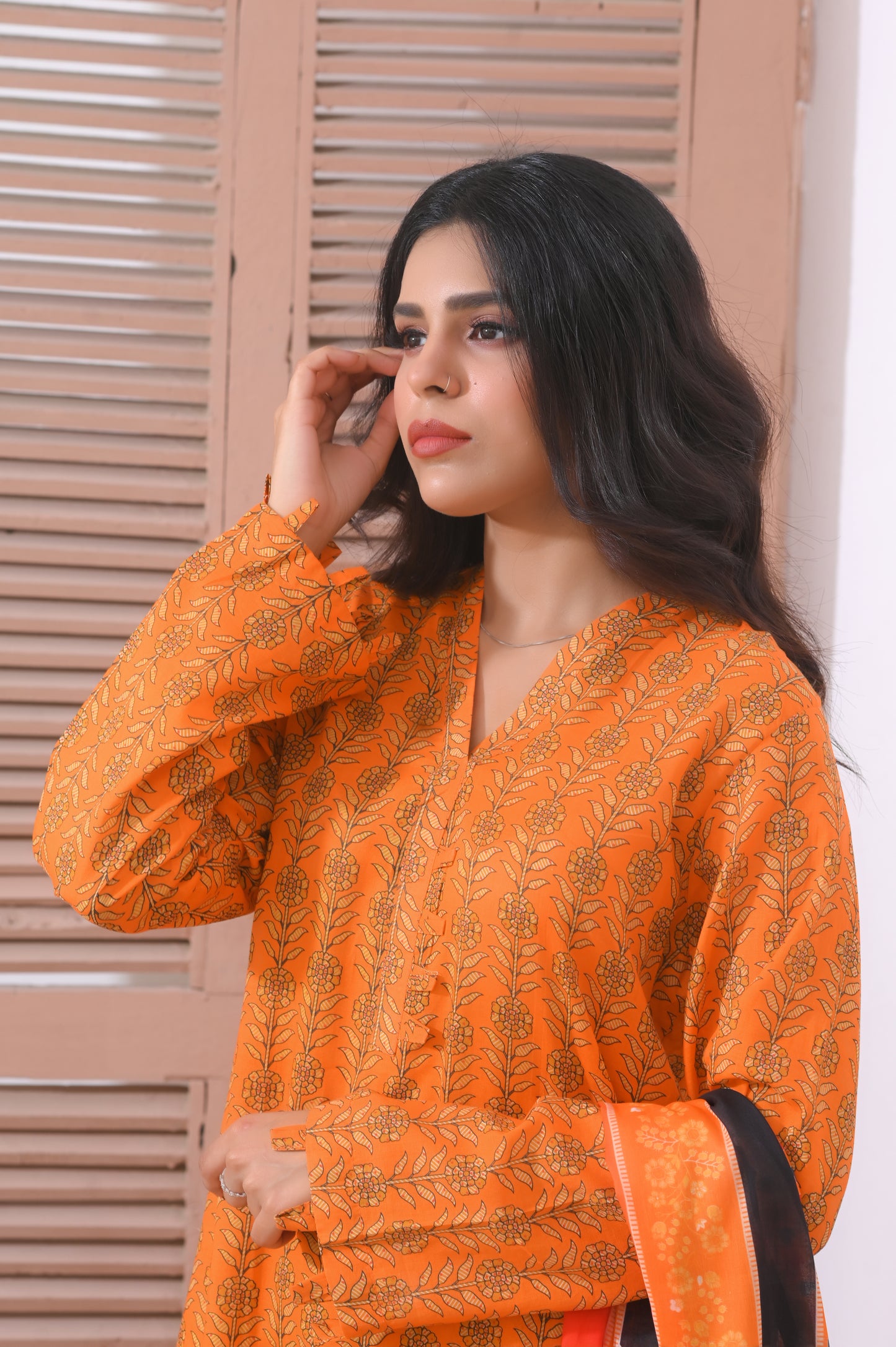 Shifona – 3-Piece Stitched Lawn Suit – Sunlit Leaves