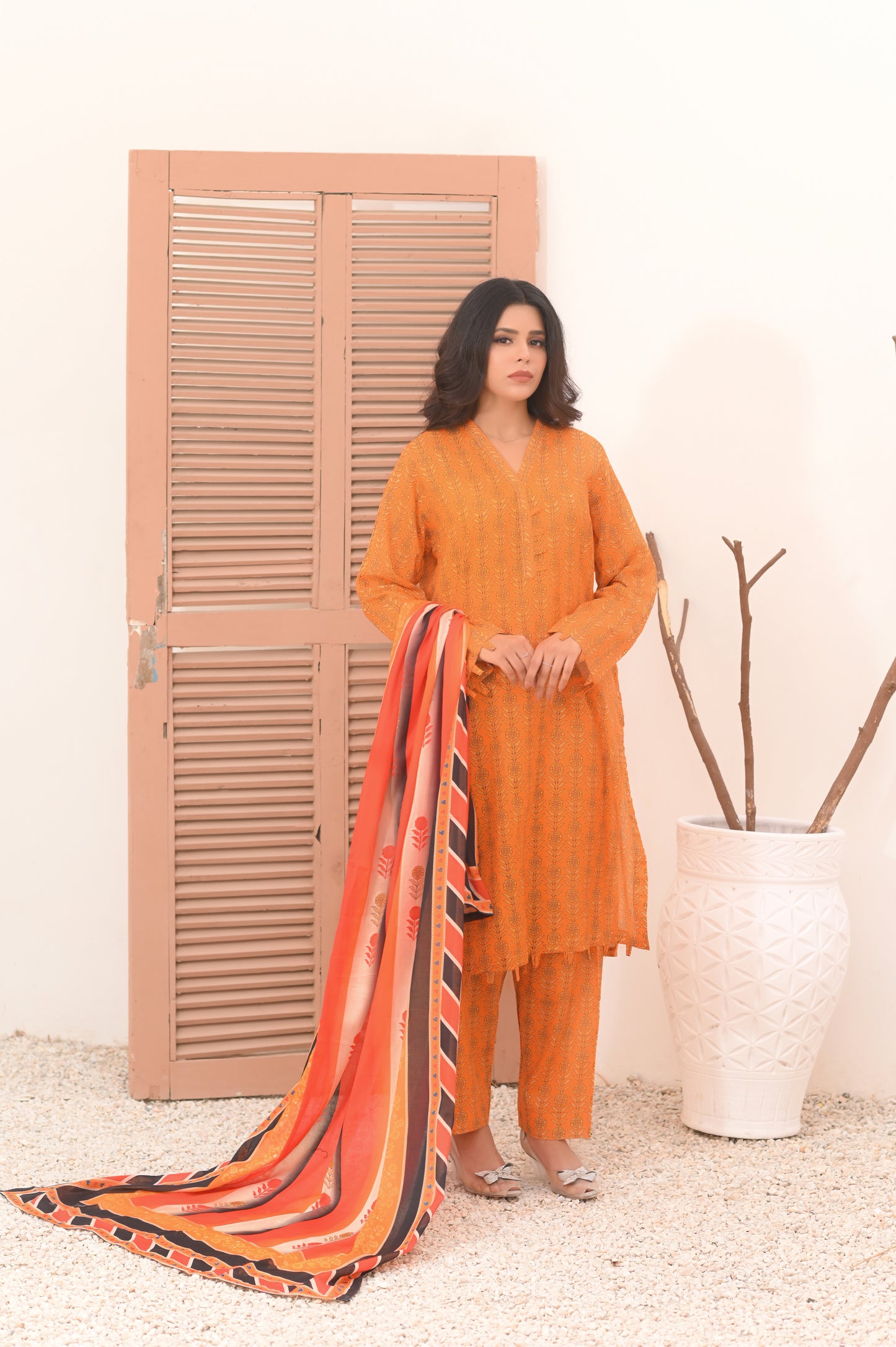 Shifona – 3-Piece Stitched Lawn Suit – Sunlit Leaves