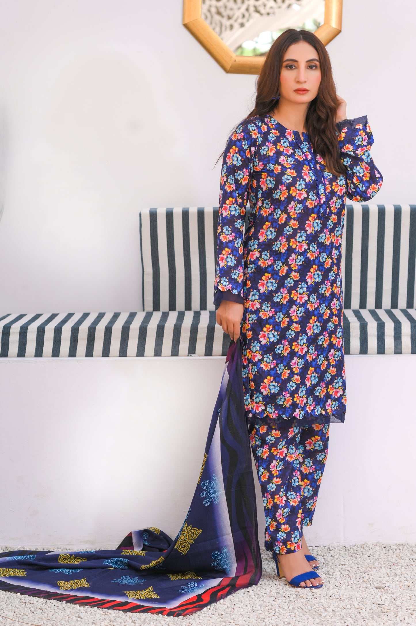 Shifona – 3-Piece Stitched Lawn Suit – Midnight Bloom