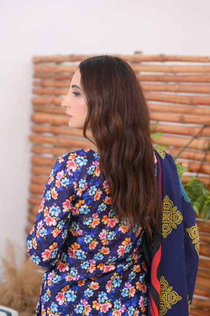 Shifona – 3-Piece Stitched Lawn Suit – Midnight Bloom