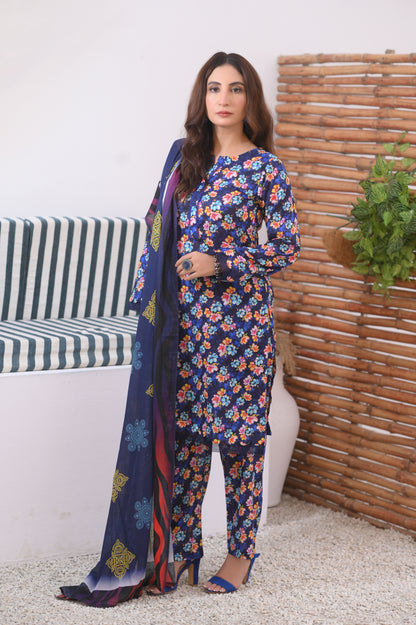 Shifona – 3-Piece Stitched Lawn Suit – Midnight Bloom