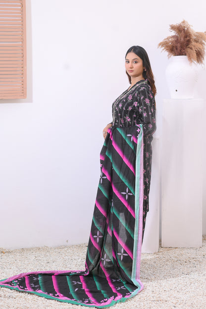 Shifona – 3-Piece Stitched Lawn Suit – Midnight Petals