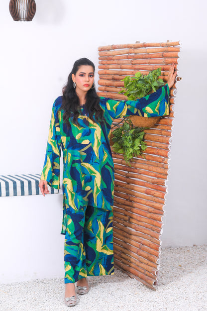 Shifona 2 Piece – Ready to Wear Printed Linen Co-ords Set – Design 3
