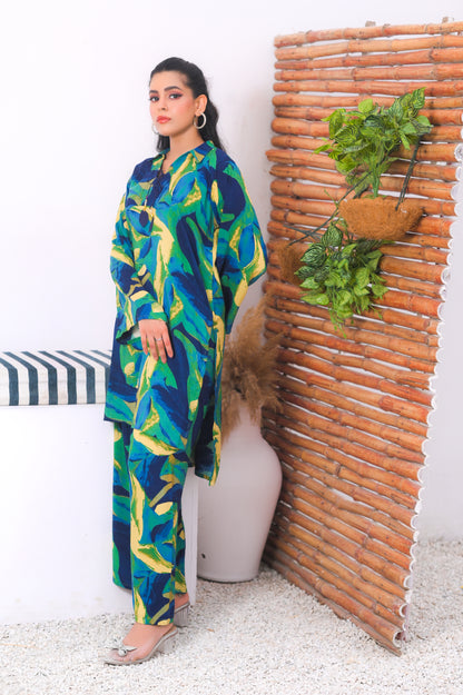Shifona 2 Piece – Ready to Wear Printed Linen Co-ords Set – Design 3