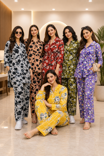 Shifona 2-Piece unstitched Polylawn Suits Combo-7 (Pack of 6)