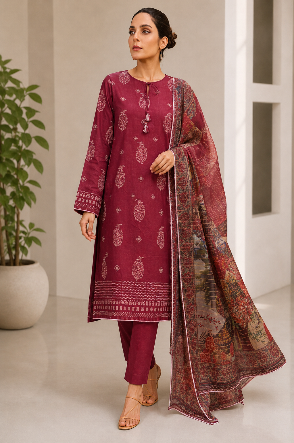 Bonanza 3PC Unstitched Lawn Suit B-26-1001