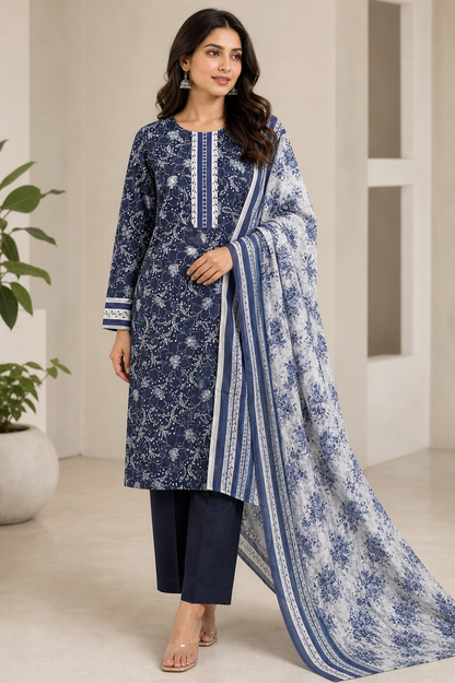 Loraim 3 Piece Unstitched Premium Lawn D-13